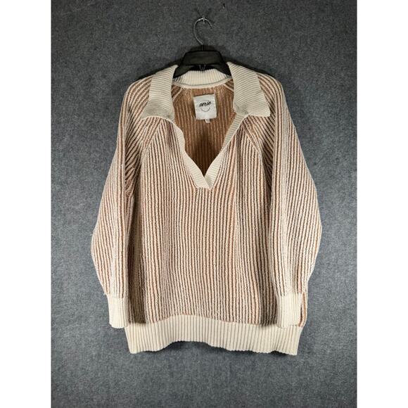 Aeries Sweater Women Medium Brown Sugar Rush Chenille Knit V-Neck Coastal‎ - Picture 1 of 9
